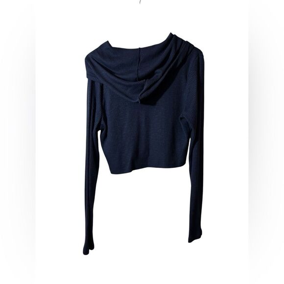 Frankee & Skylar XL Navy Blue Cropped Hooded full zip sweater - Picture 2 of 4